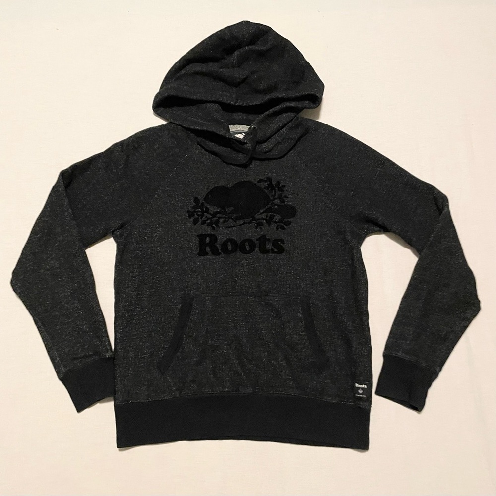 Roots Womens Hoodie Black Pepper Size Medium Pullover Sweatshirt